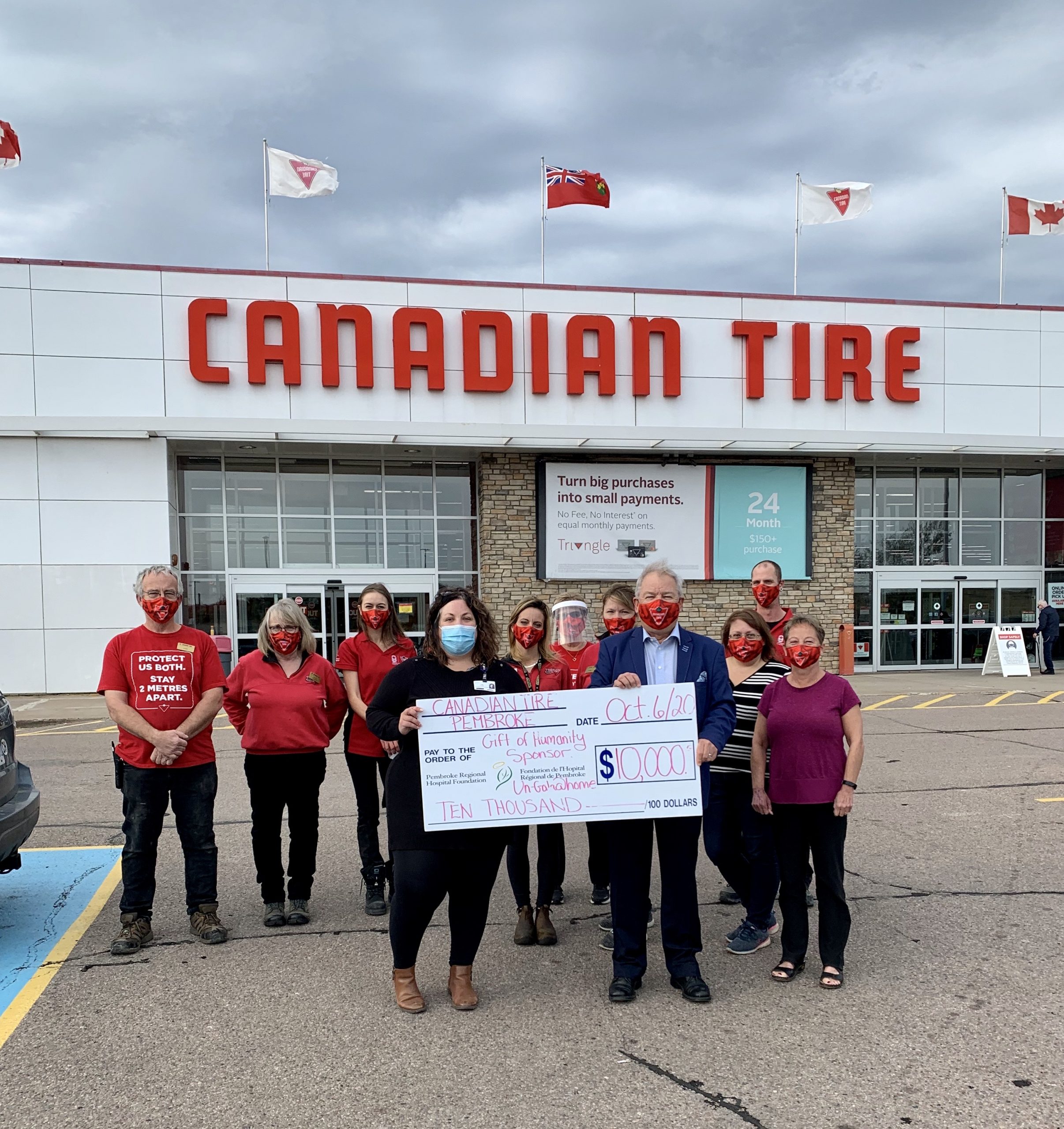 You are currently viewing Canadian Tire Pembroke contributes $10,000 as Gift of Humanity Sponsor of the Pembroke Regional Hospital Foundation’s 2020 Un-Gala @ Home event