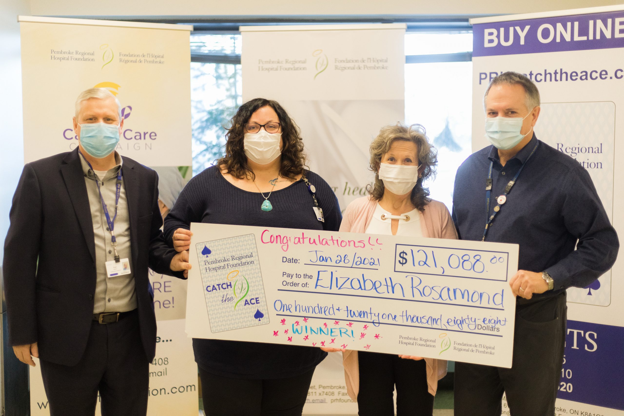 Image showing Catch the Ace Winner receiving her prize at the Pembroke Regional Hospital Foundation