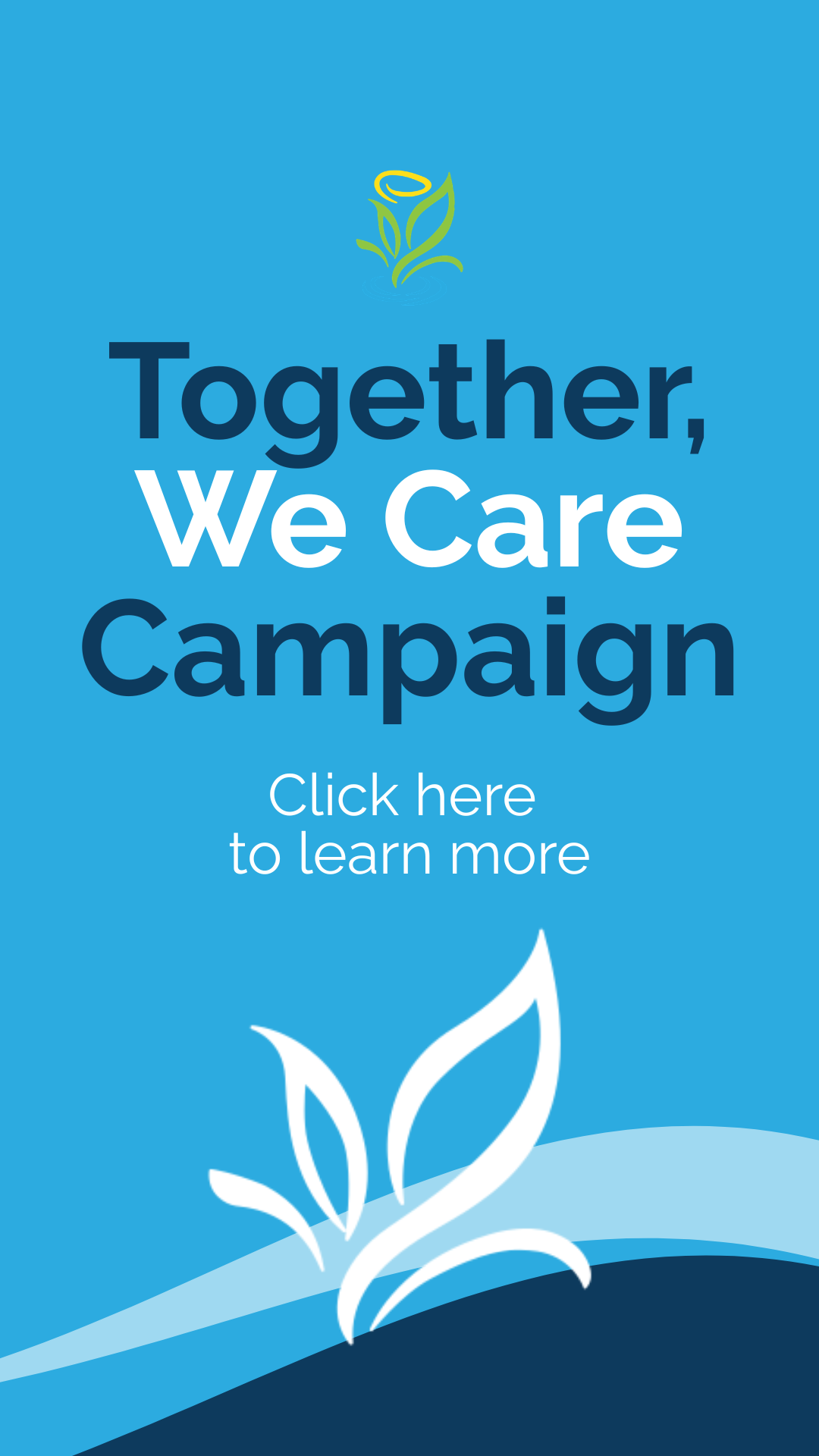 photo banner that directs to the "together, we care" campaign page